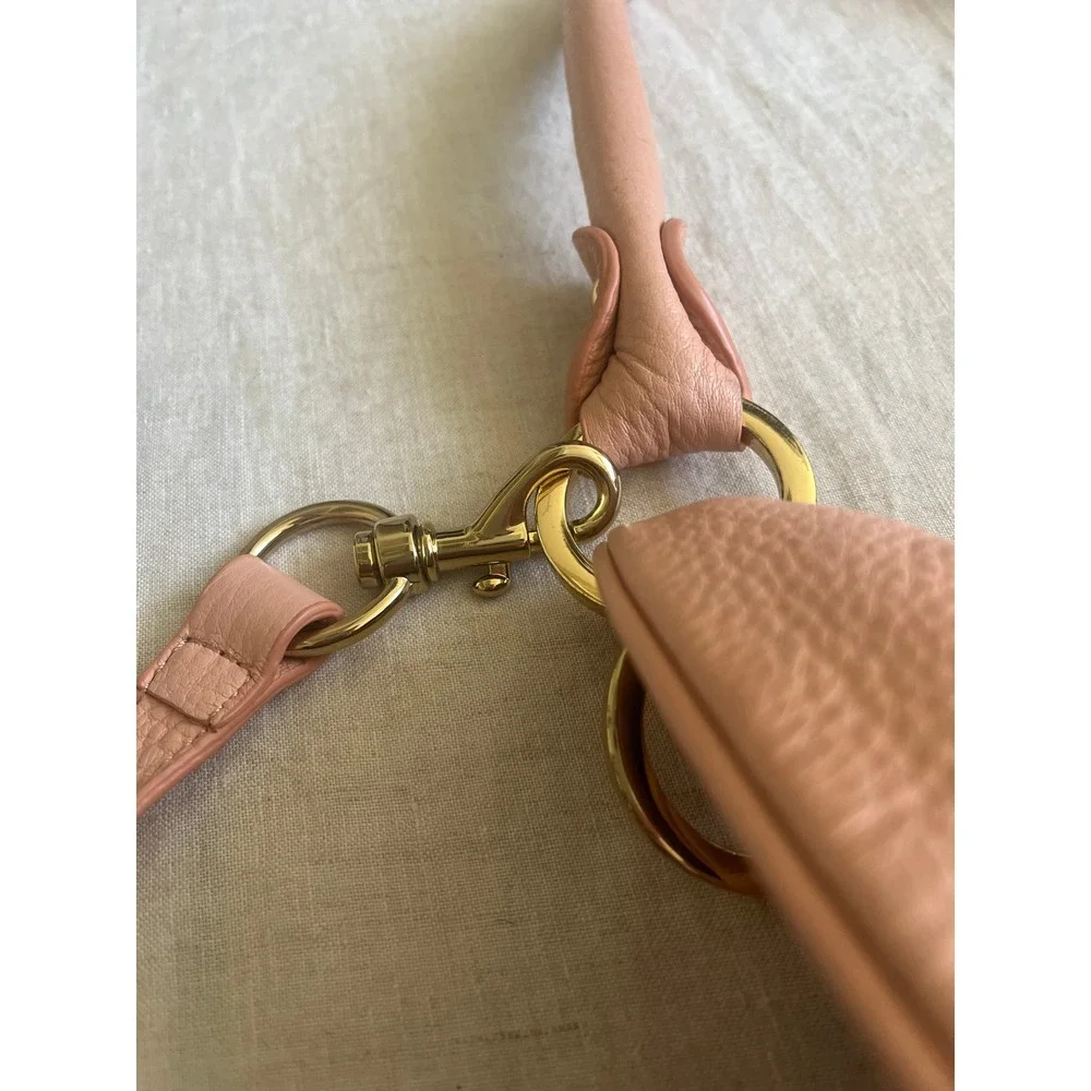 G.I.L.I. Blush Pink Pebbled Leather Convertible Backpack Tassel Stirrup Buckle